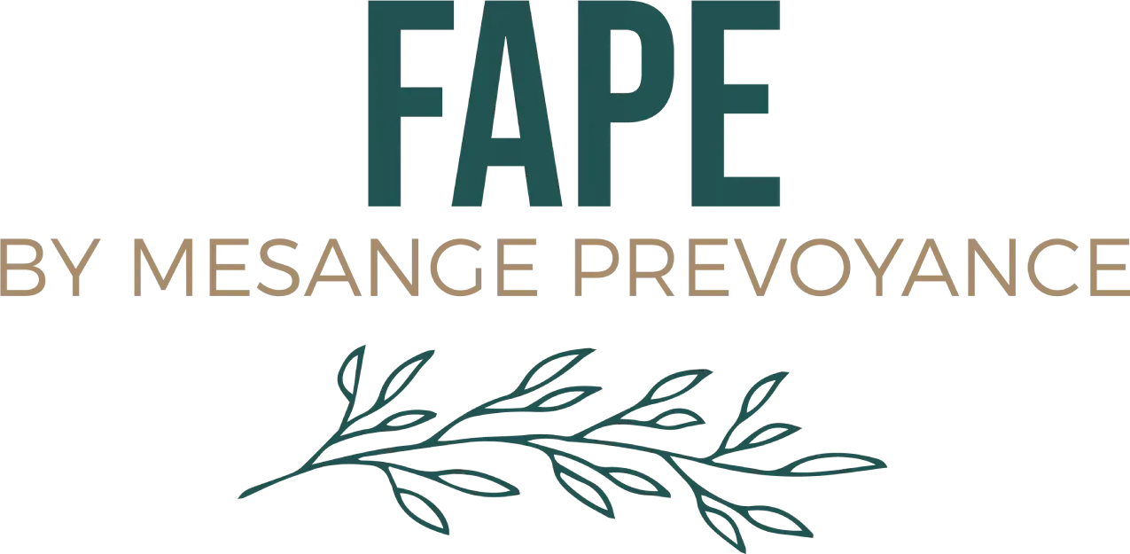 Logo officiel de FAPE par Mésange Prévoyance avec motif végétal.